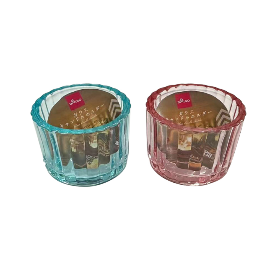 Glass Candle Holder Pink/Blue