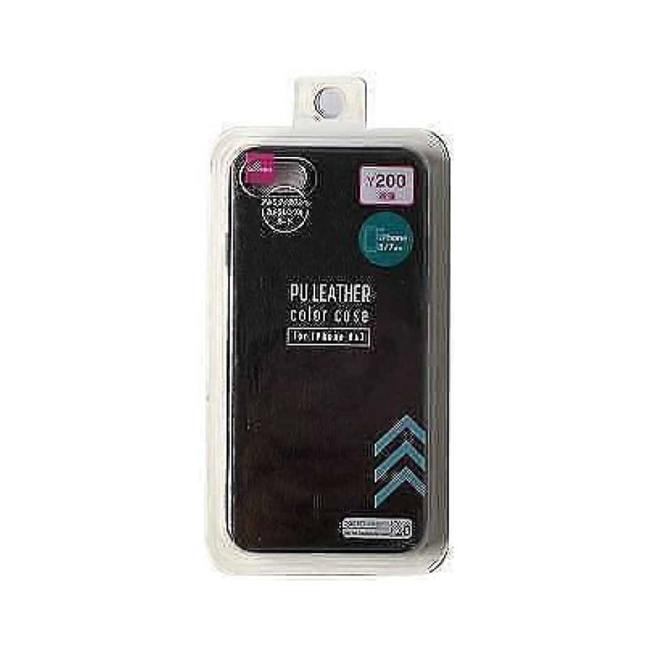 Color Case Imitation Leather Black for Smartphone 8