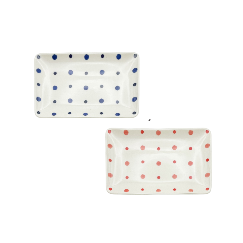 Rectangle Plate Japanese Dots 16cm
