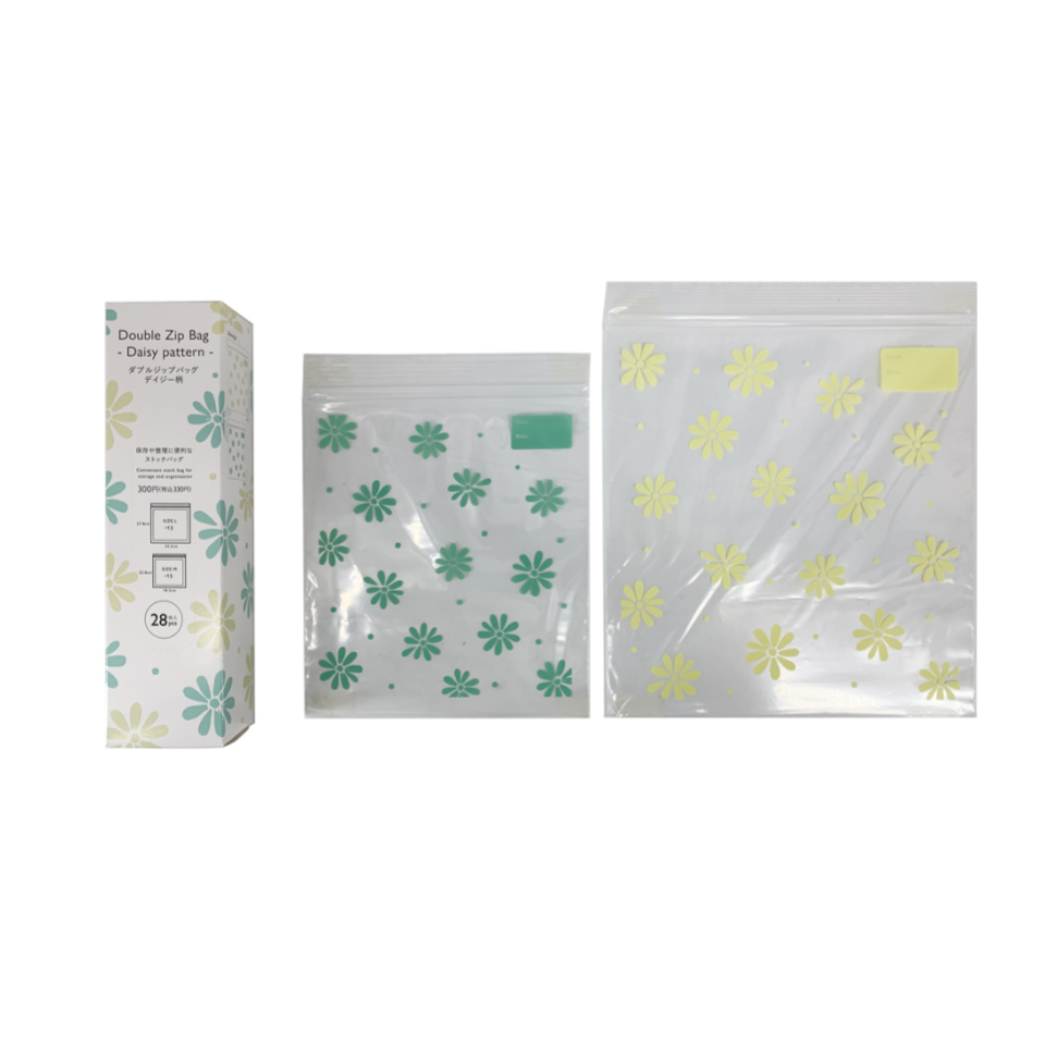 Double Zip Bag M/L Daisy Pattern