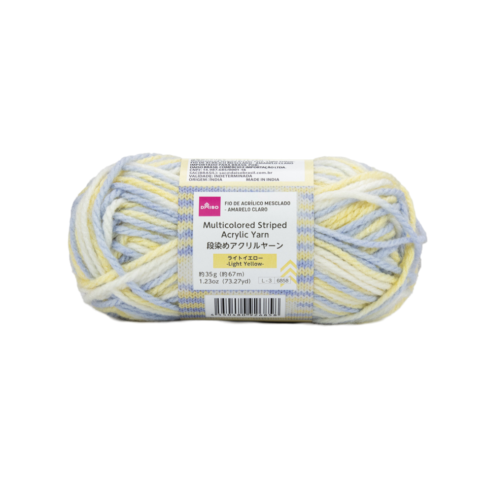 Multicolored Striped Acrylic Yarn Light Yellow