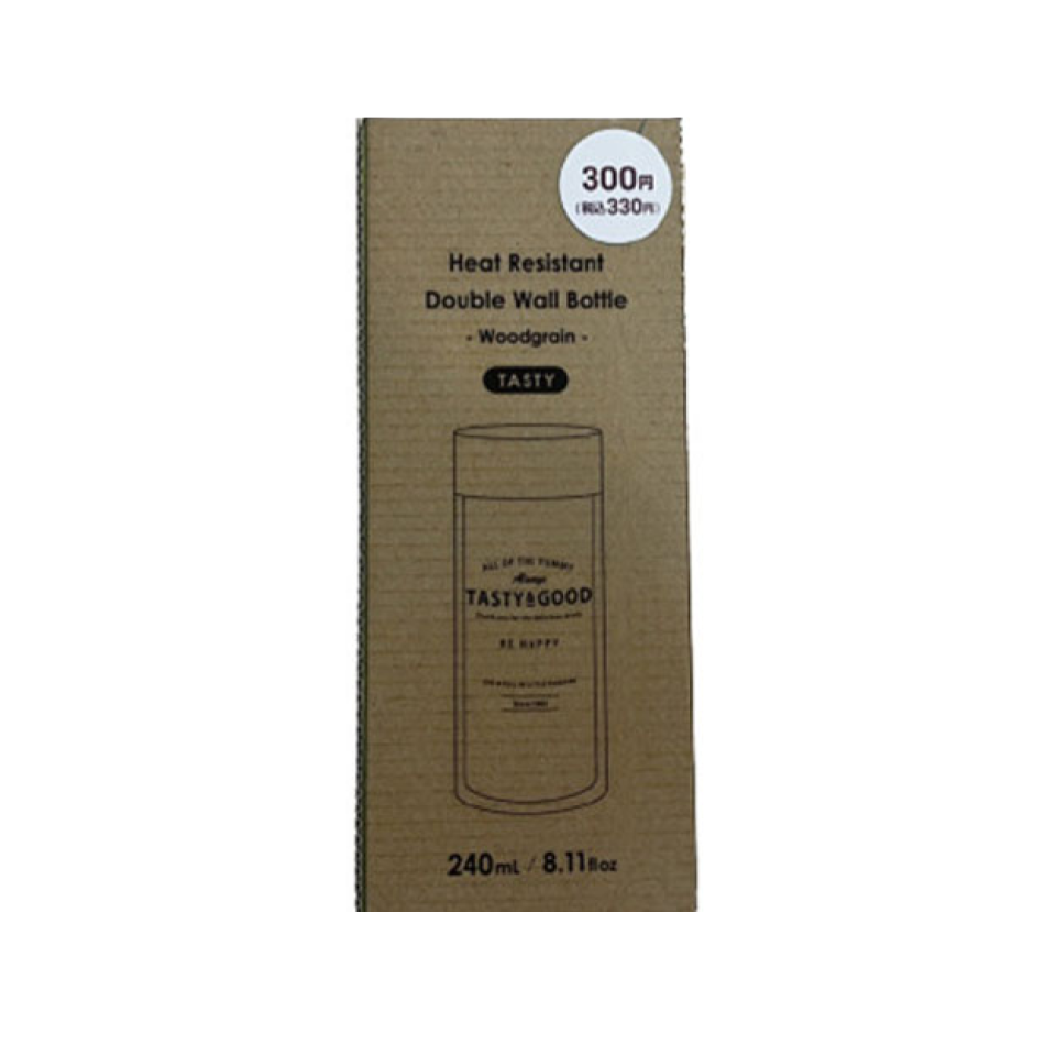 Heat Resistant Double Wall Bottle Woodgrain Tasty 240ml