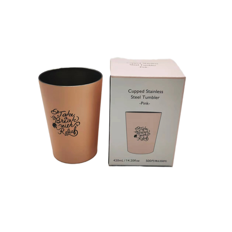 Cupped Stainless Steel Tumbler Pink 420ml