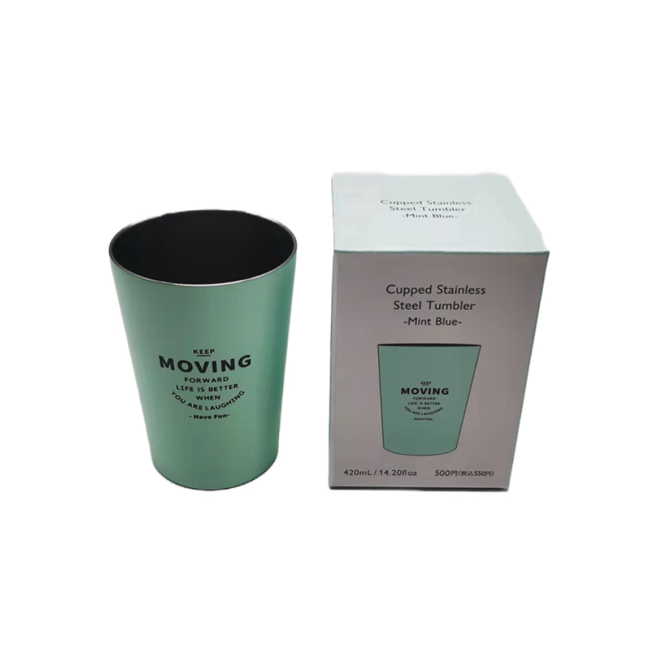 Cupped Stainless Steel Tumbler Mint Blue 420ml