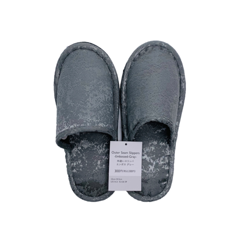 Outer Seam Slippers Embossed Grey