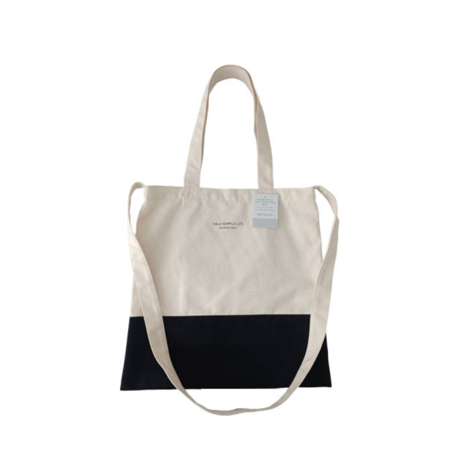 Tote Bag Two Tone with Shoulder Strap Black