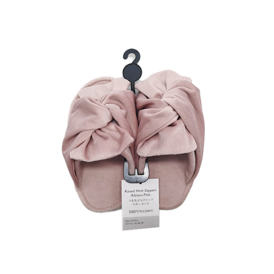 Raised Heel Slippers Ribbon Pink EU 36-39
