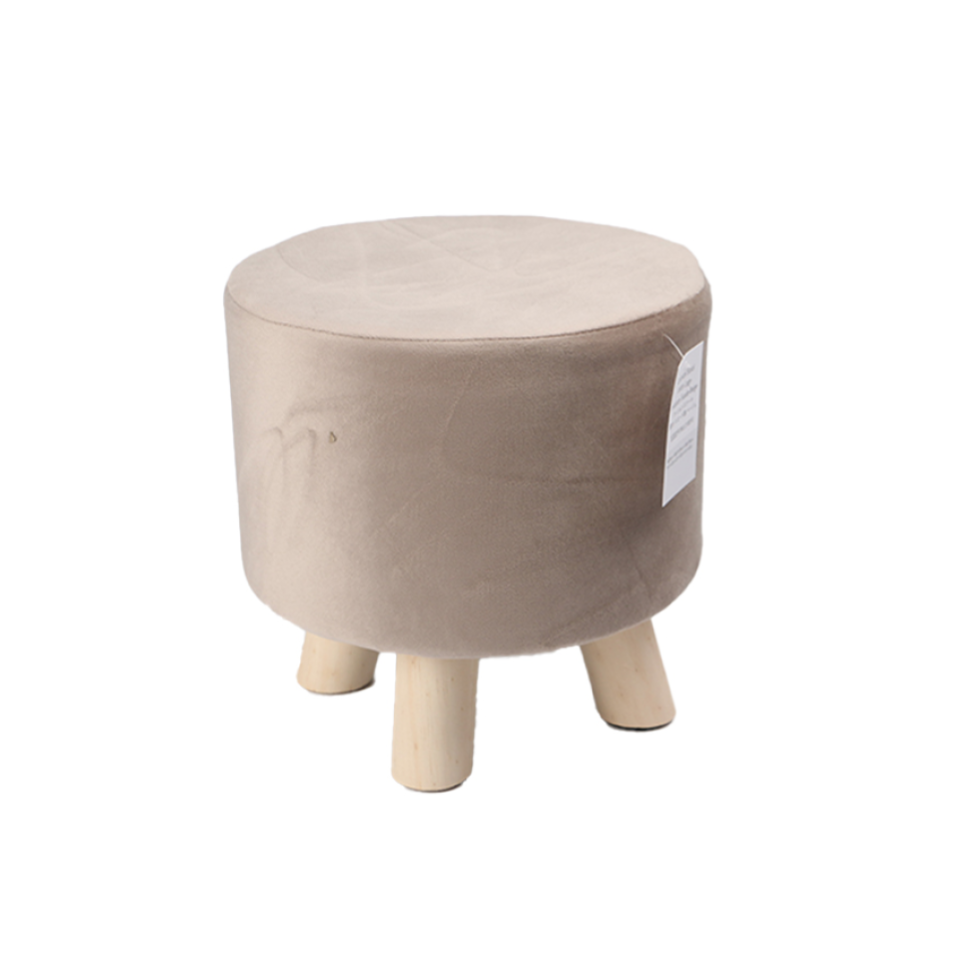 Cushion Stool with Legs Imitation Suede Beige