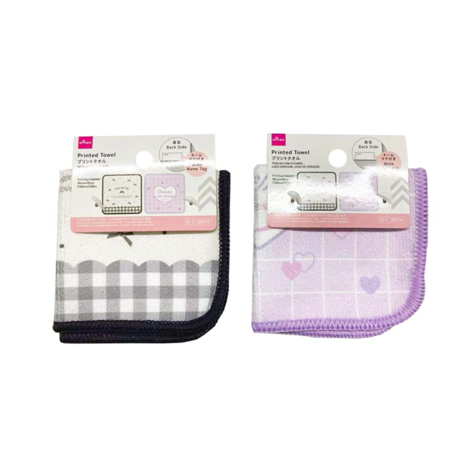 Printed Towel Gingham Ribbon/Heart Logo