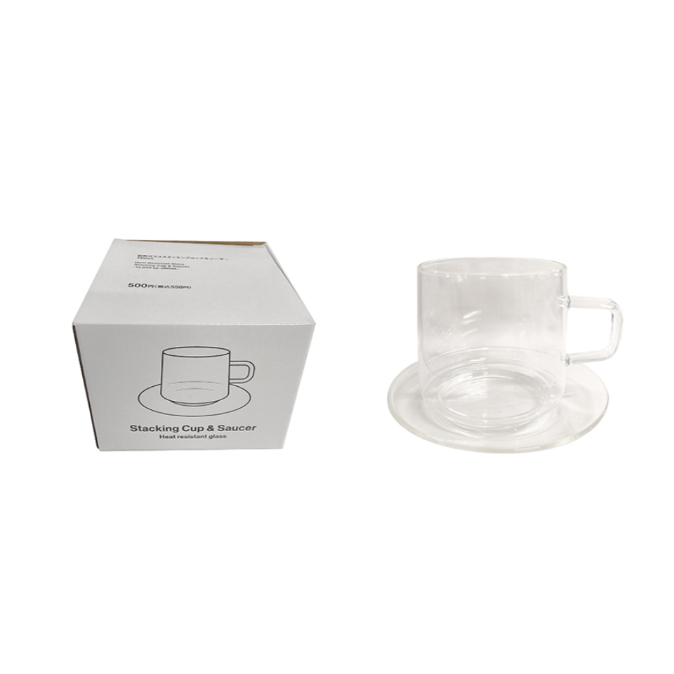 Heat-Resistant Glass Stacking Cup and Saucer 380ml