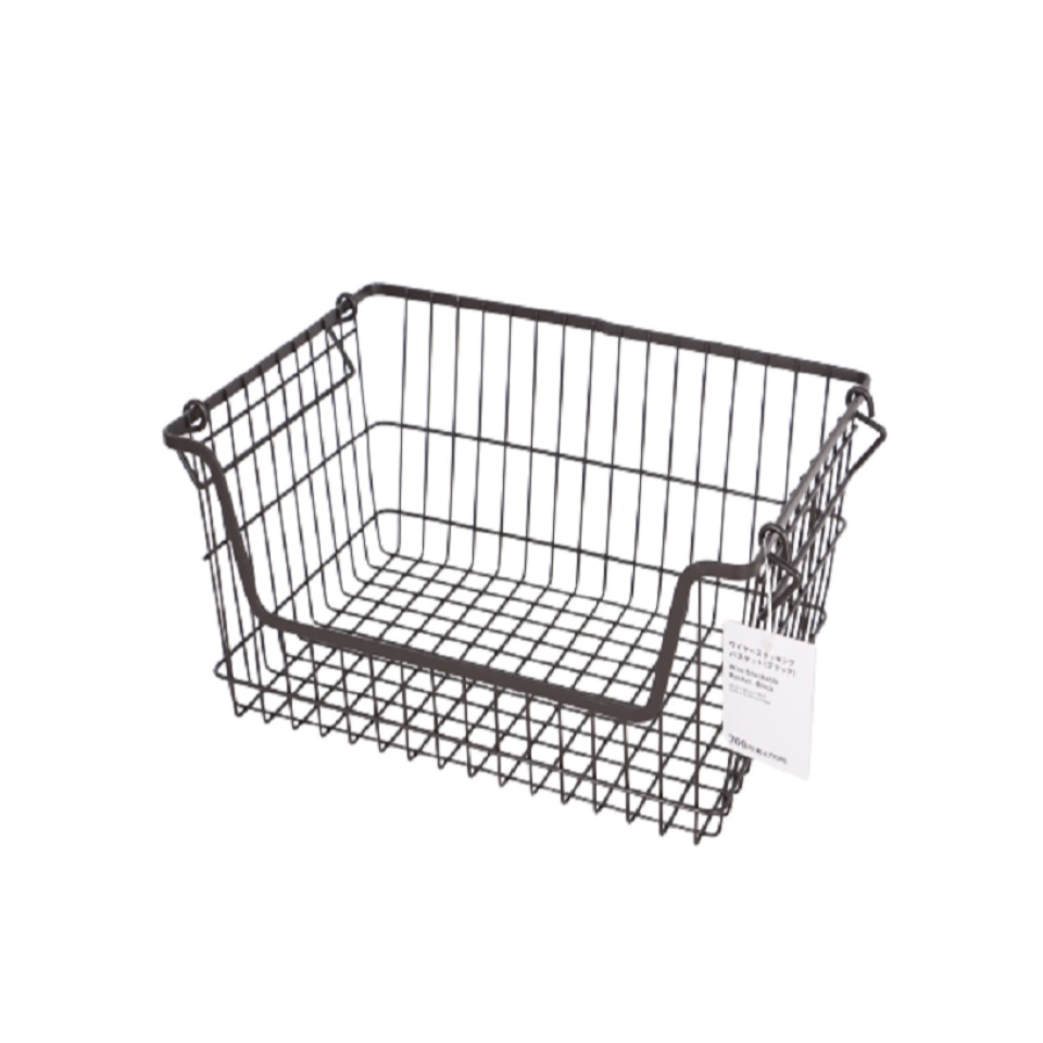 Wire Stackable Basket Black 37cm x 26cm x 18cm
