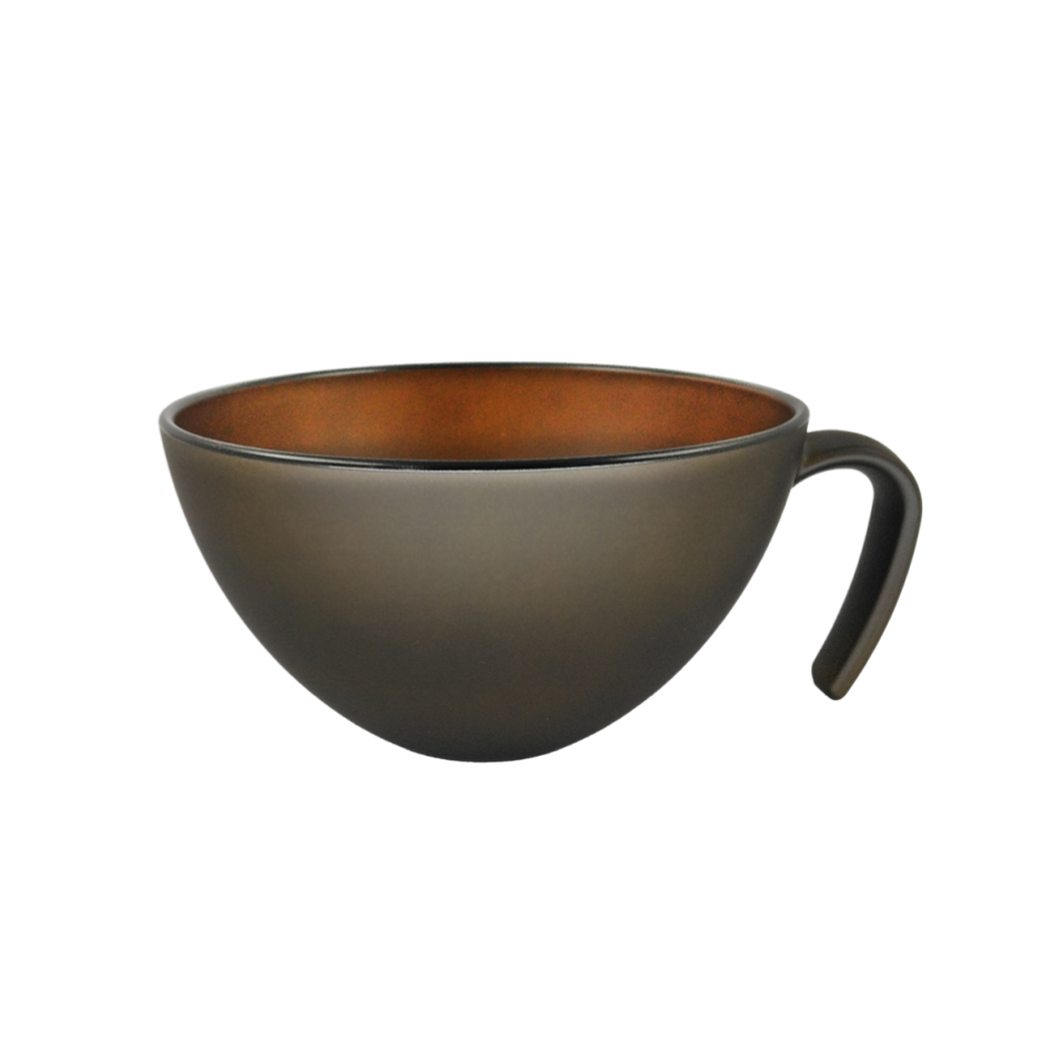 Aizunuri Soup Mug with Handle Reddish Brown