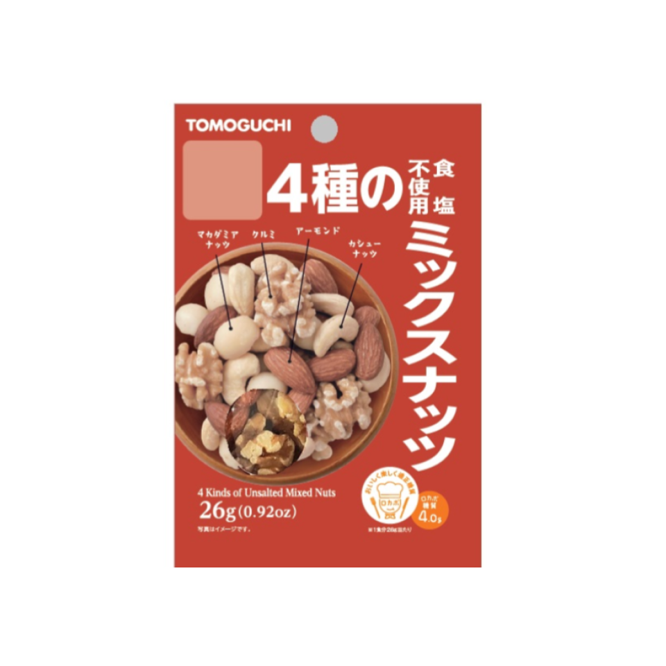 Tomoguchi 4kinds of Unsalted Mixed Nuts 26g