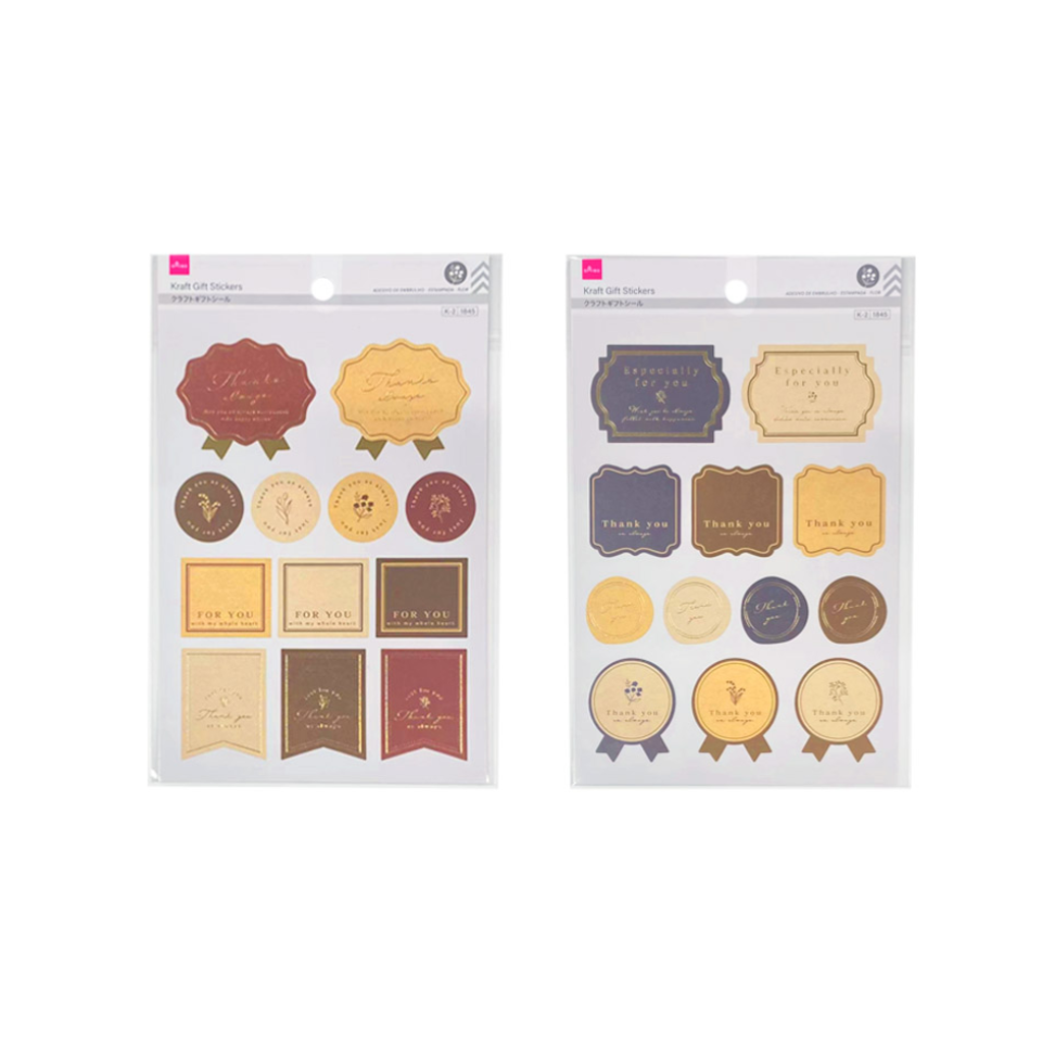 Kraft Gift Stickers Foil Stamp Flower