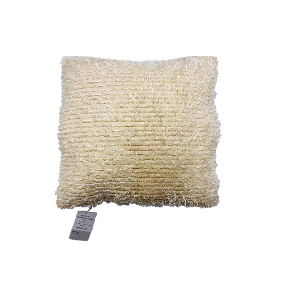 Long Eco Fur Hand Warmer Cushion Ivory
