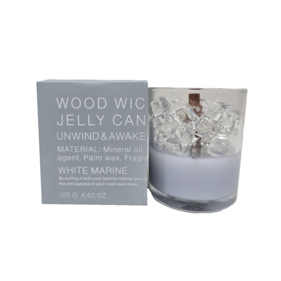 Wood Wick Jelly Candle White Marine 125g