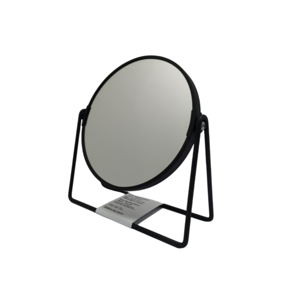 Steel Standing Mirror Black Round