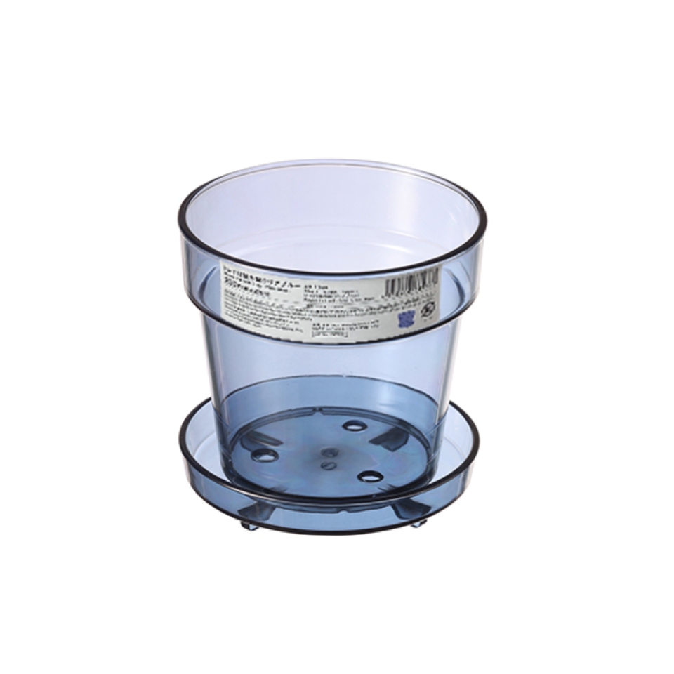 Plant Pot with Tray Clear Blue 12cm No. 4