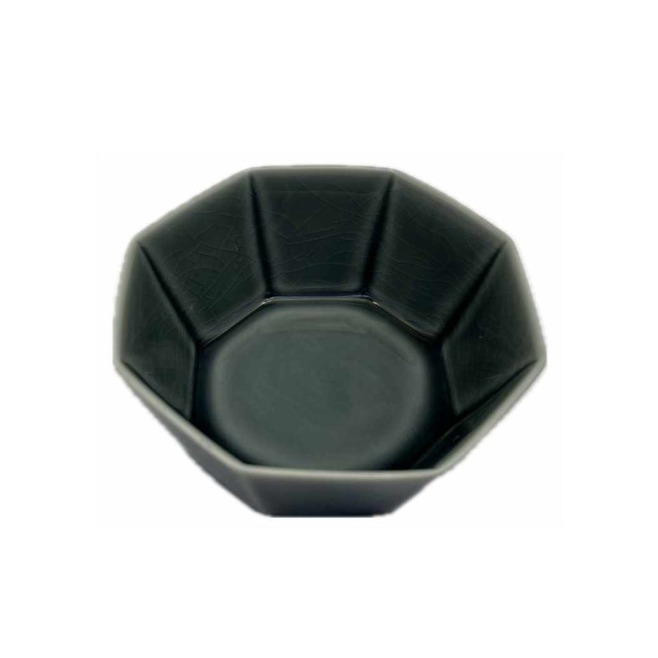 Octagonal Bowl Crackle Glaze Grey 12cm