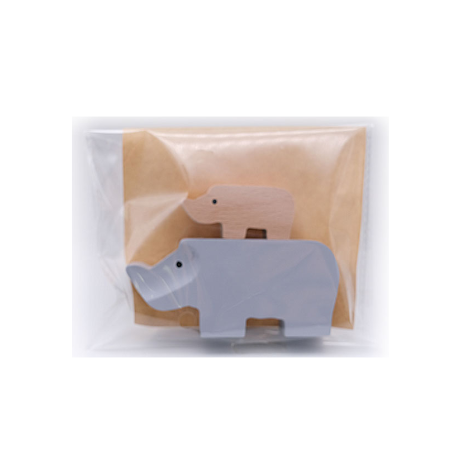 Wooden Animal Parent and Child Rhinoceros