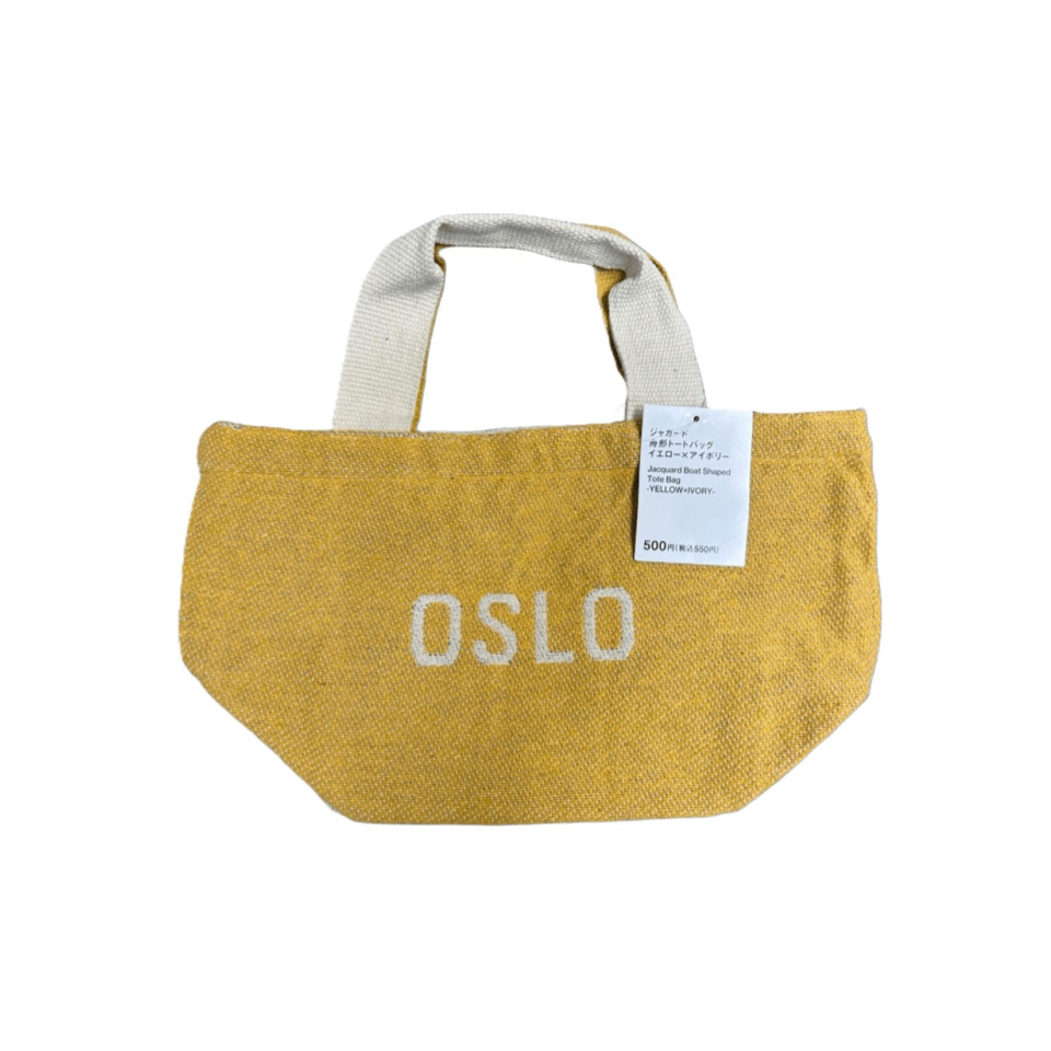 Jacquard Boat Shaped Tote Bag Yellow Ivory