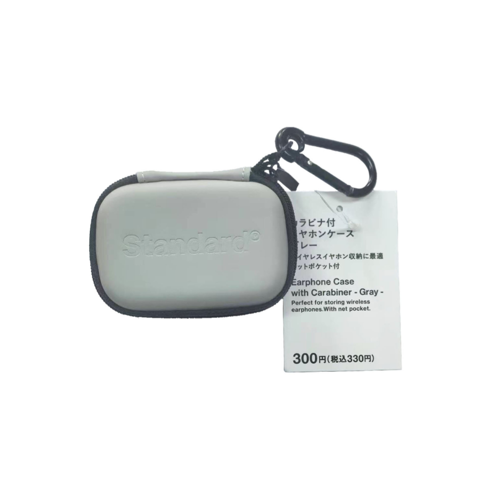 Earphone Case with Carabiner Gray