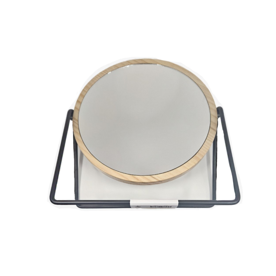 Wood Steel Standing Mirror Black