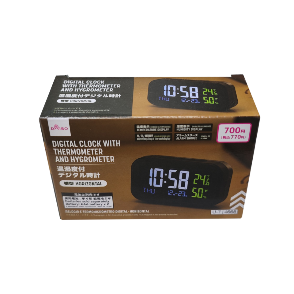 Digital Clock with Thermometer and Hygrometer Horizontal