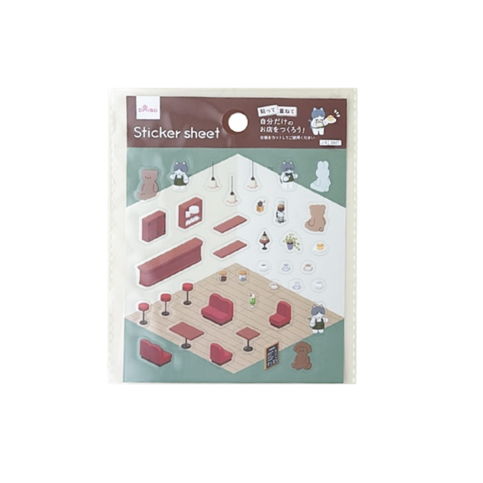 Sticker Sheet Animal World Coffee Shop A
