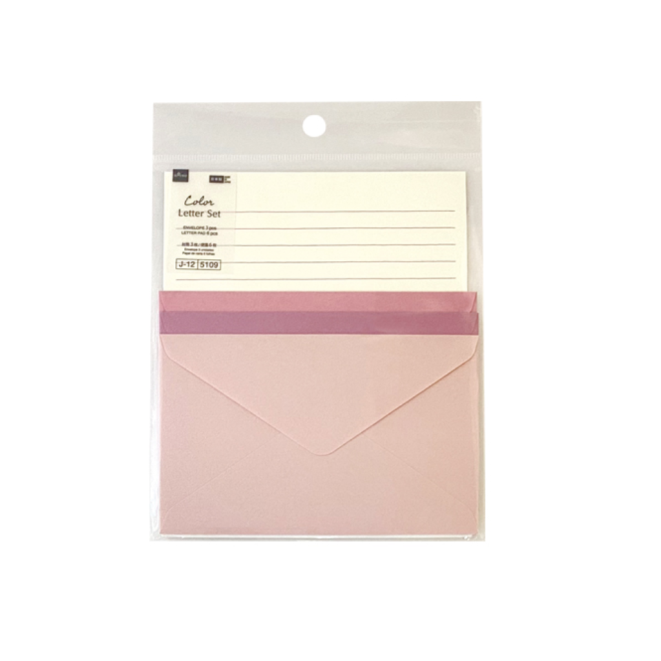 Color Letter Pad and Envelope Set Pink