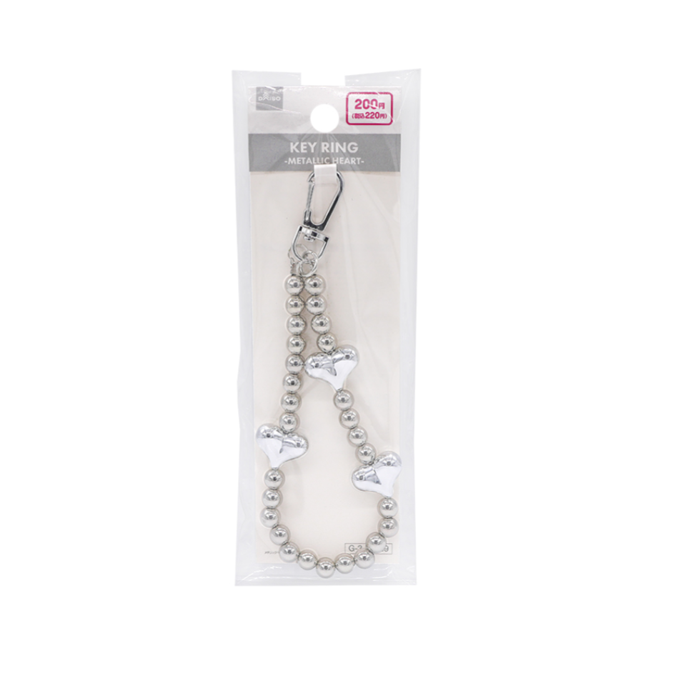 Metallic Heart Beads Keychain