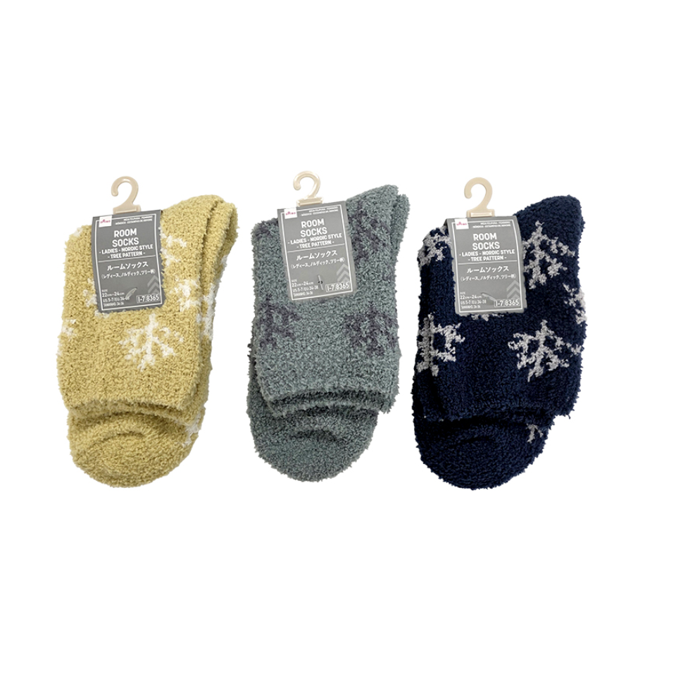 Room Socks Ladies Nordic Style Tree Pattern