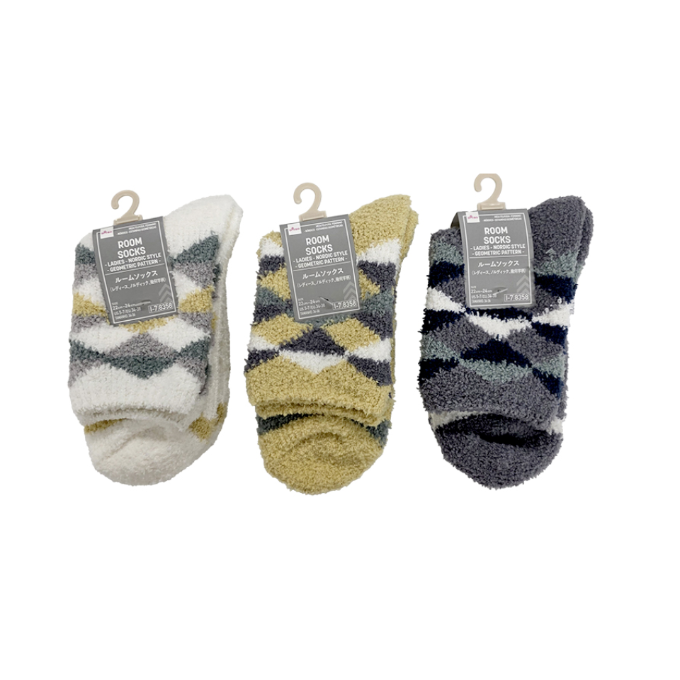 Room Socks Ladies Nordic Style Geometric Pattern