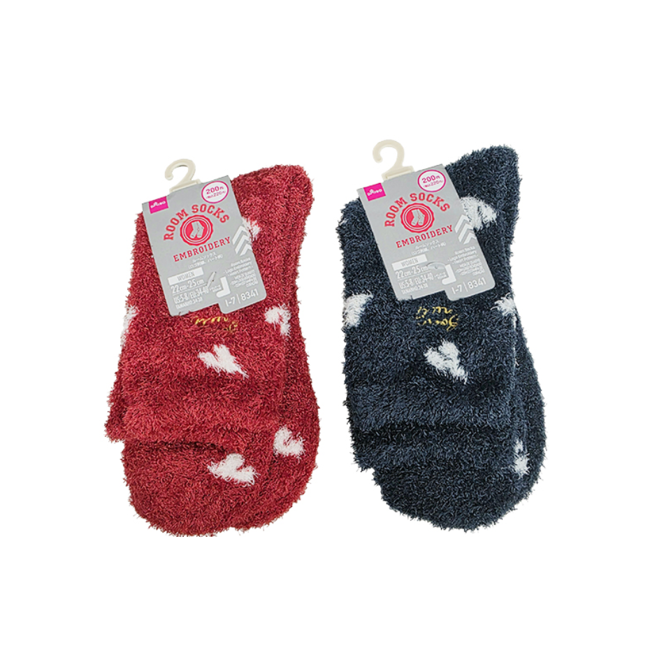 Room Socks Logo Embroidery Heart Pattern