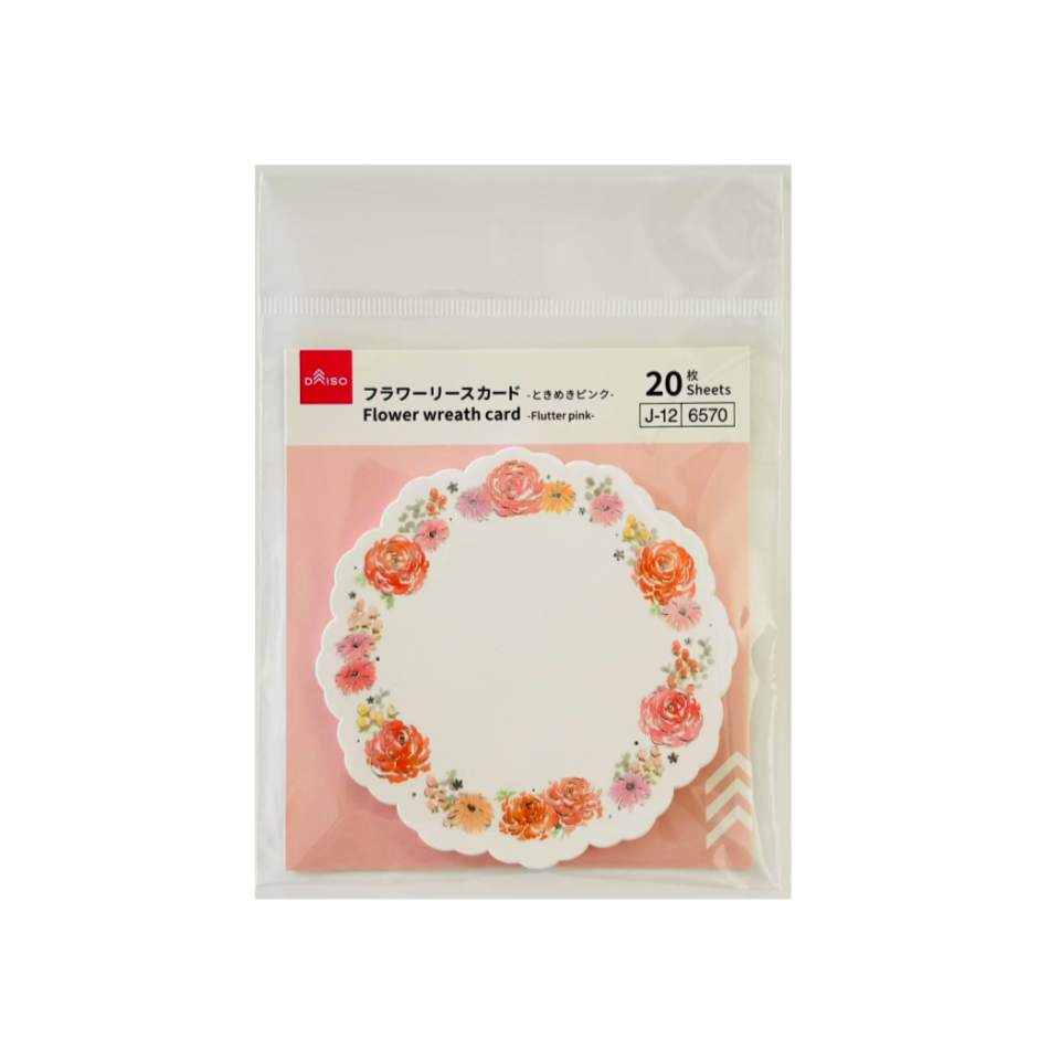 Flower Wreath Card Flutter Pink