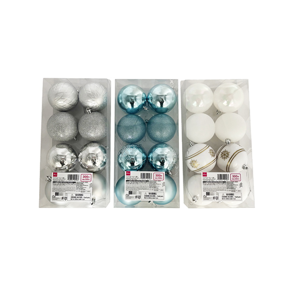 Christmas Ornament Set Silver/Blue/White 8cm