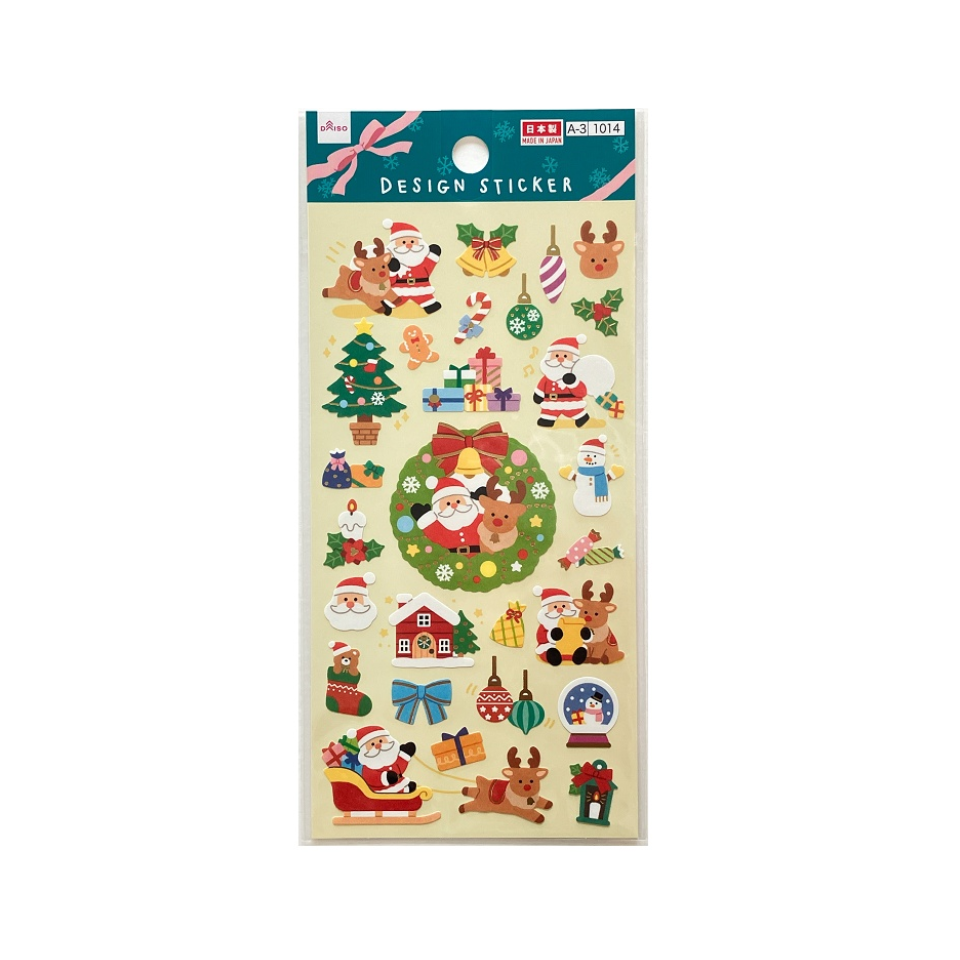 Sticker Christmas Santa & Reindeer