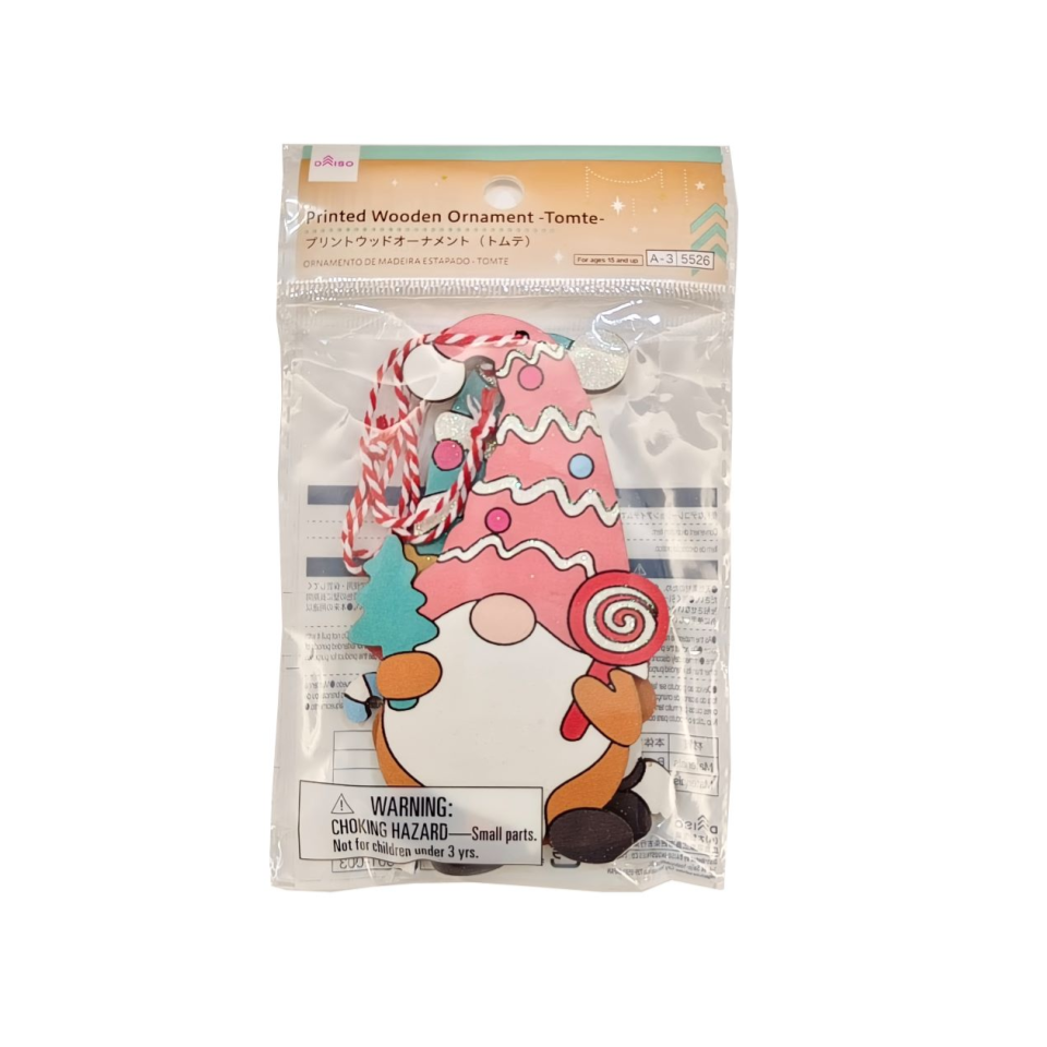 Printed Wooden Ornament Tomte