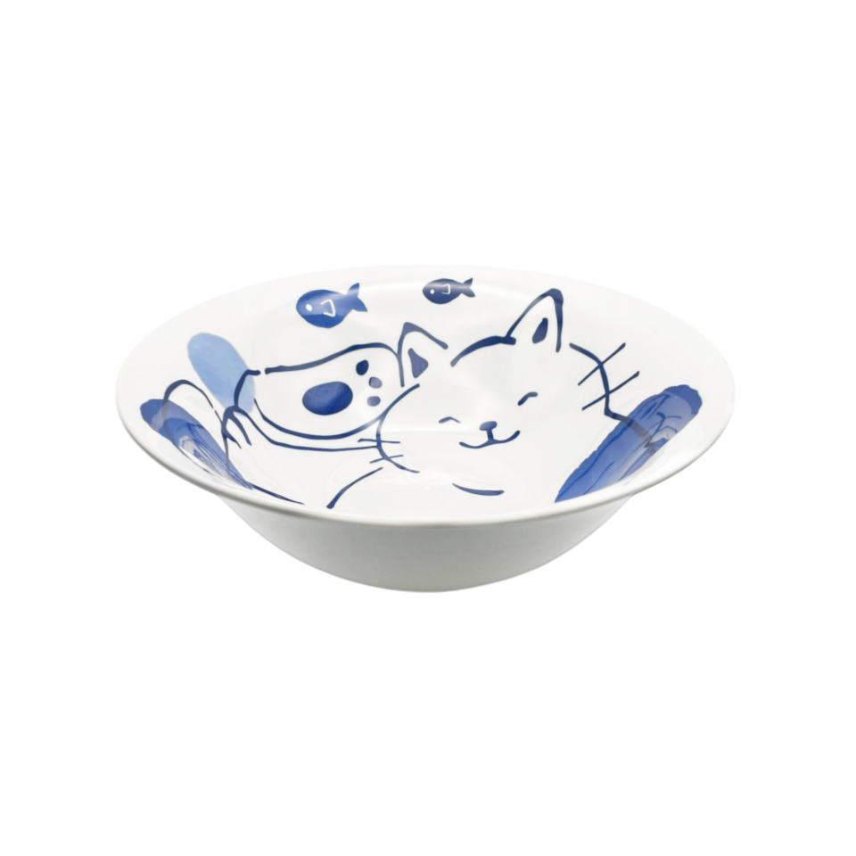 Noodle Bowl Indigo Cats 25.5cm