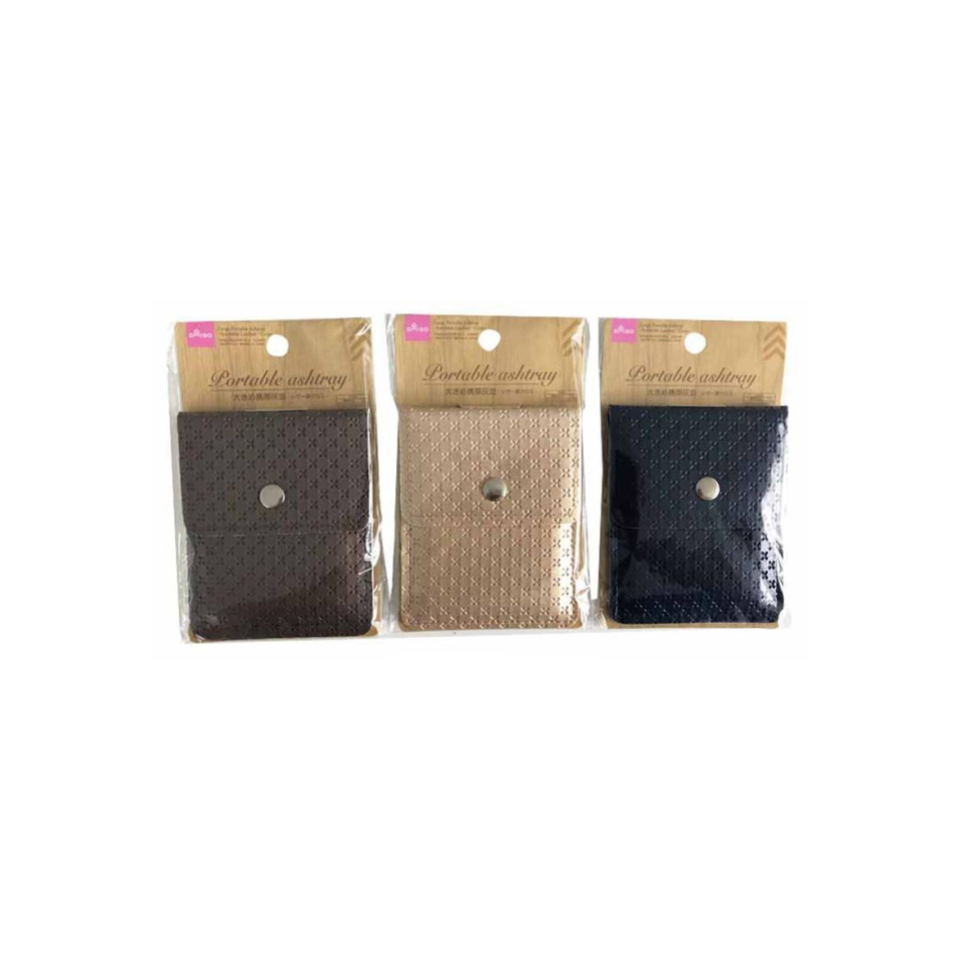 Large Portable Ashtray Synthetic Leather Cross