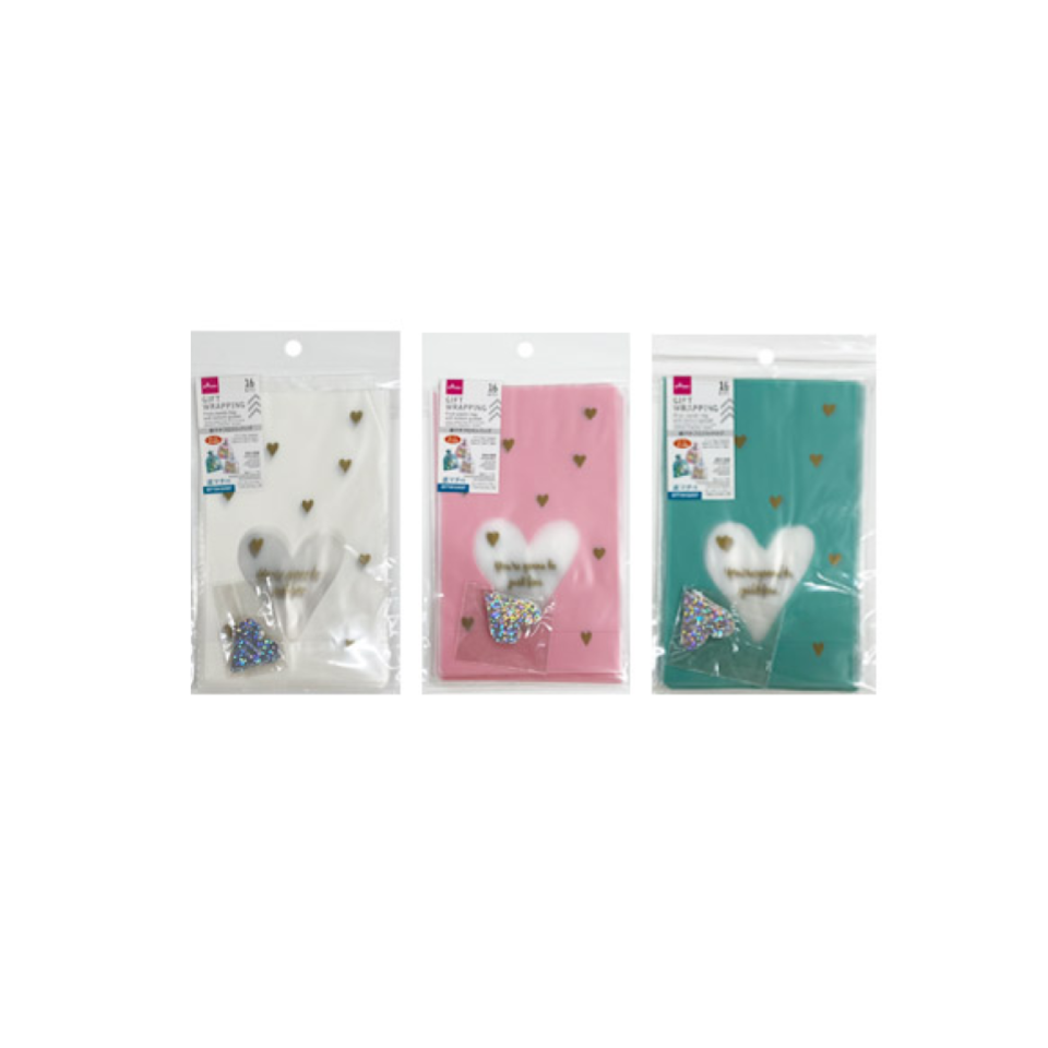 Frost Plastic Bag with Bottom Gusset S 7.3in x 4.7in x 2in Heart