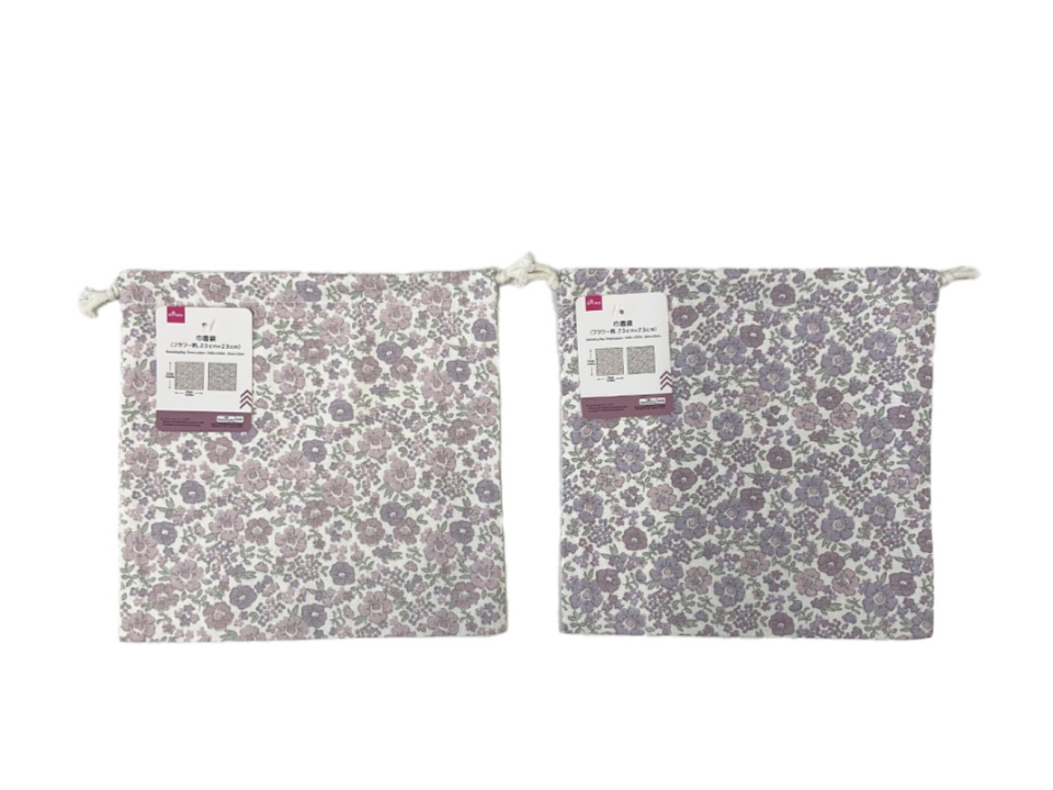 Drawstring Bag Flower Pattern 23cm x 23cm