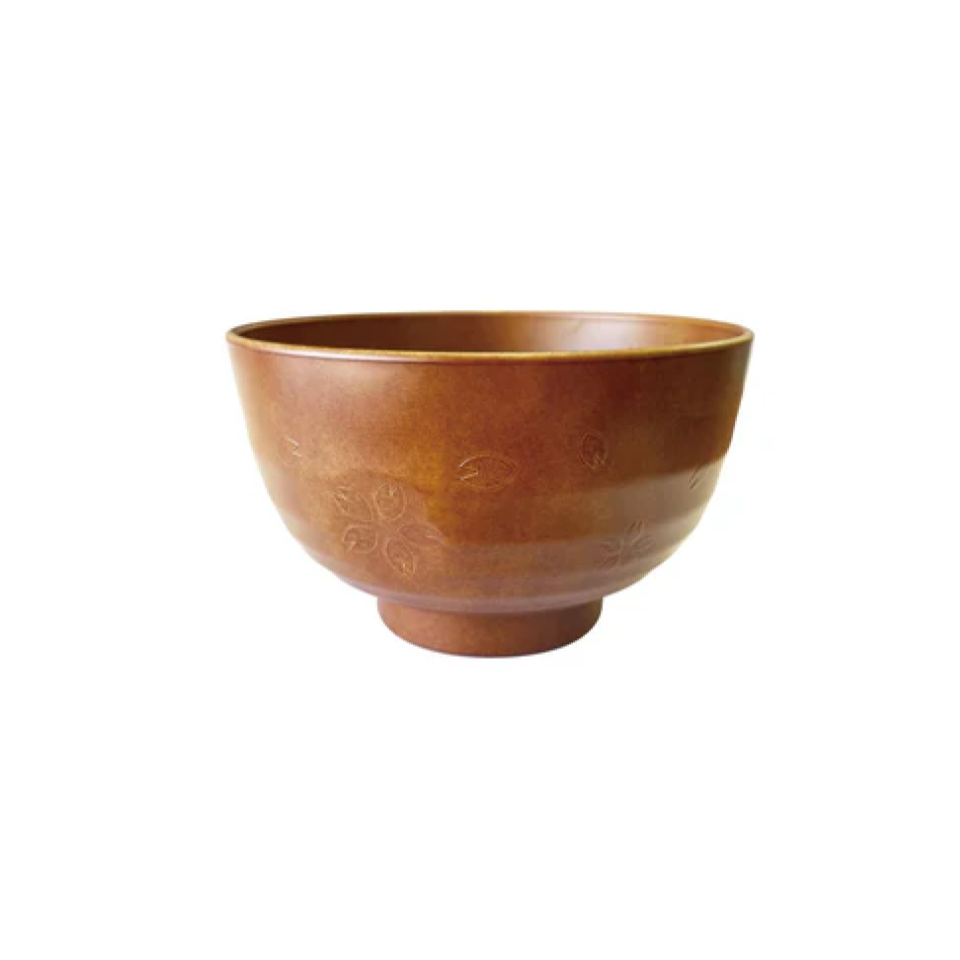 Yamanaka Nuri 11cm Soup Bowl Wood Grain with Sakura Engraving