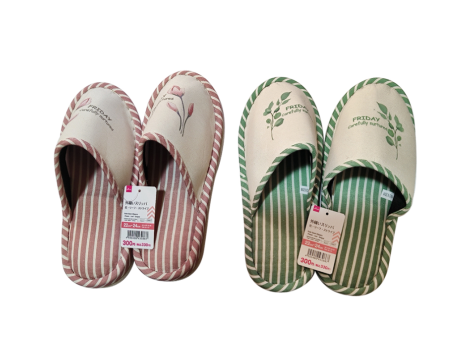 Outer Seam Slippers Flower Leaf Striped EU 35-38