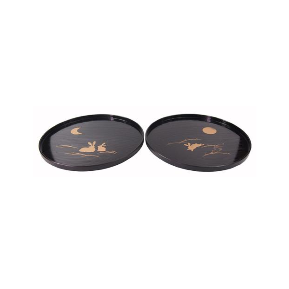 Round Tray Black Rabbit 21cm