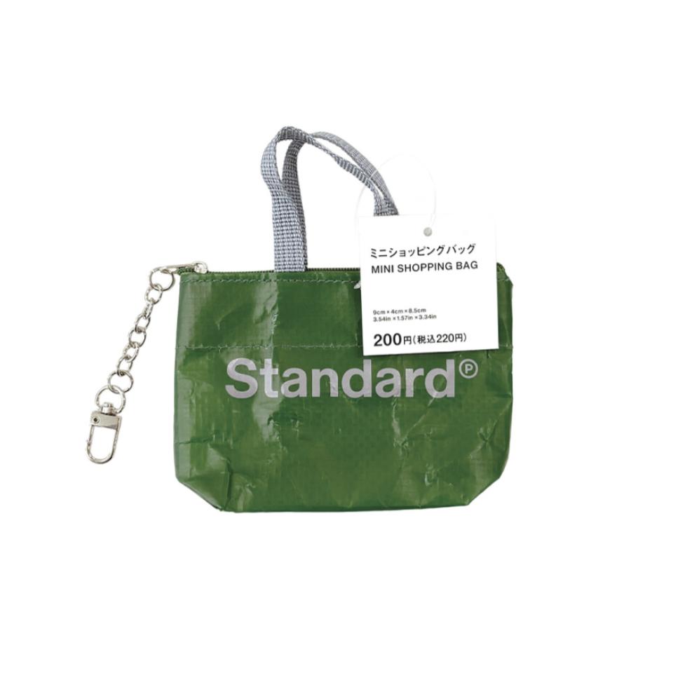 Mini Shopping Bag Green Logo Print 8.5cm x 9cm x 4cm