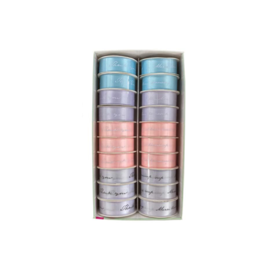 Single Sided Satin Ribbon Pastel with Letter 2cm x 1.5m