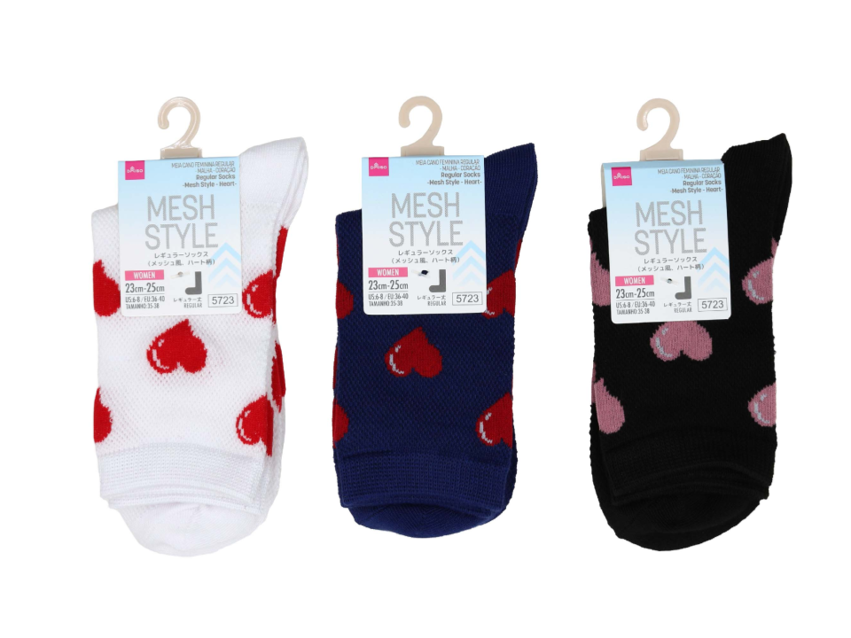 Regular Socks Mesh Style Heart