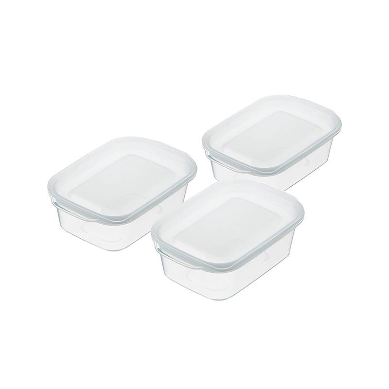 Plastic Food Packsquare 180Ml 3Pc Set Clear White