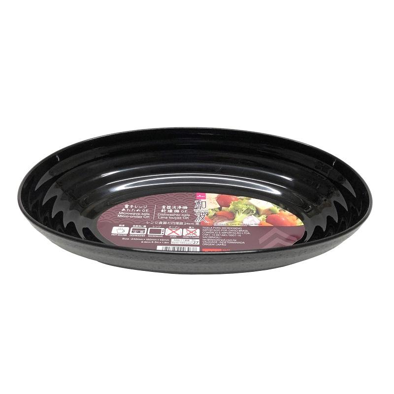 Wanami Dish for Microwave Oval Plate 24cm Black